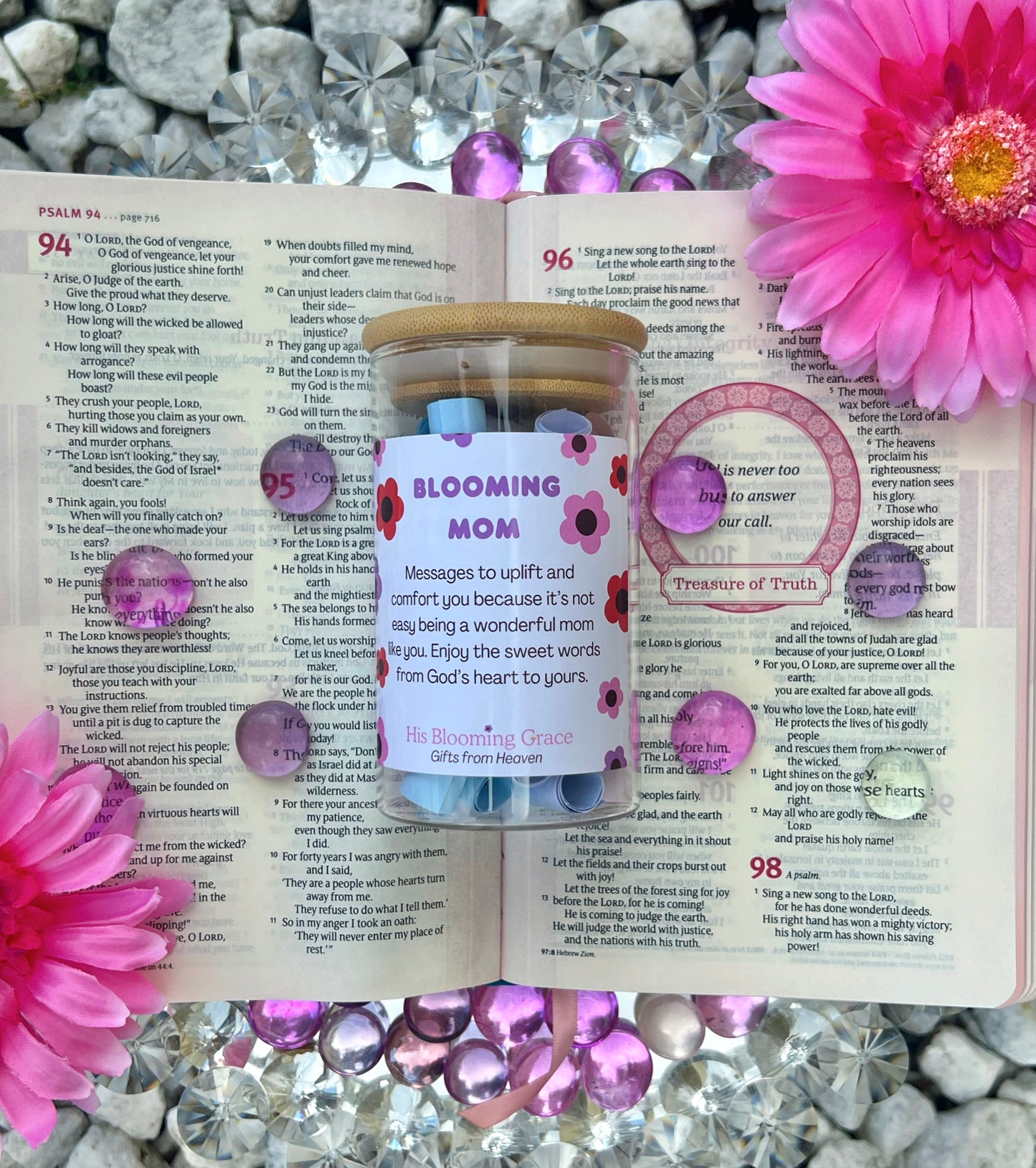 Blooming Mom Scripture Jar - Bible Verse Notes